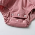 thumbnail image 7 of Newborn Infant Baby Girl Clothes Solid Ribbed Ruffle Sleeve Top and Overall Shorts with Headband Pink 0-3 Months, 7 of 7