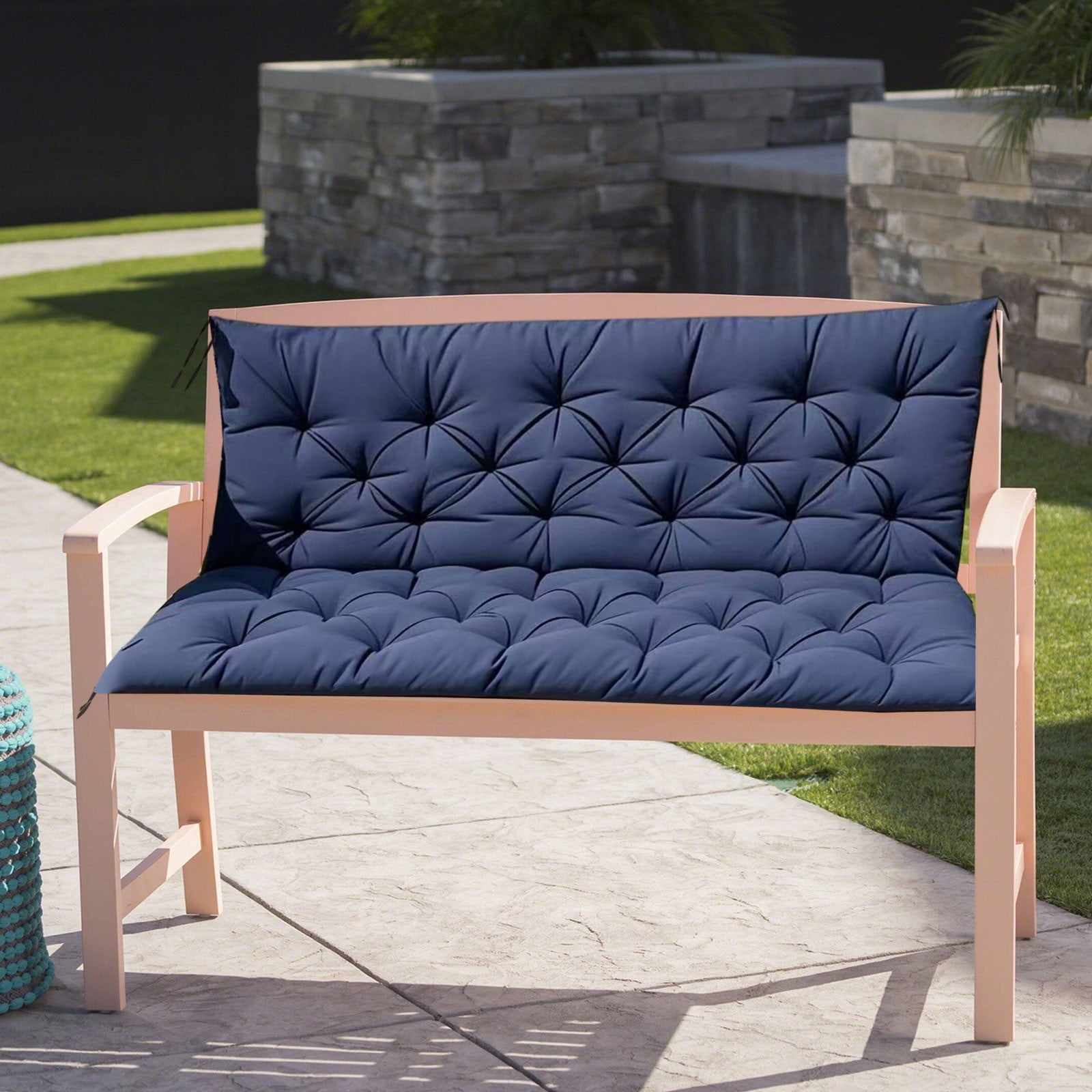 YOTQUSKI Outdoor Swing Cushions,Waterproof Swing Cushions 3 Seater Replacement with Backrest,Outdoor Thickened Bench Cushion with Ties for Porch,Patio,Backyard,Garden and Lawn