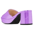 thumbnail image 2 of YDN Women Comfortable Peep Open Toe Platform Chunky High Heel Slide Sandals Dress Mules Slipper Party Dressy Shoes Size 6 Purple, 2 of 4