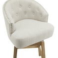 thumbnail image 5 of GDF Studio Elegant 360° Swivel Bar Stools with Button-Tufted Backrest & Solid Wood Frame, Set of 2, Natural+Beige, 5 of 13