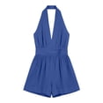 thumbnail image 7 of FAHUOMU Women's Rompers Halter Neck Sleeveless Summer Outfits Solid Color Lightweight Breathable Casual Jumpsuits Overalls, 7 of 7