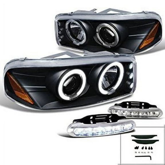 GMC Yukon Denali XL Halo Black LED Projector Headlights W/LED Fog Lamp