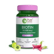 Pure Nutrition Naturals Biotin 10000 mcg from Natural Sesbania Extracts 60 veg tabs