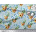 thumbnail image 2 of Soimoi Blue Cotton Cambric Fabric Triangle & Pine Fruits Printed Fabric 1 Yard 42 Inch Wide, 2 of 3