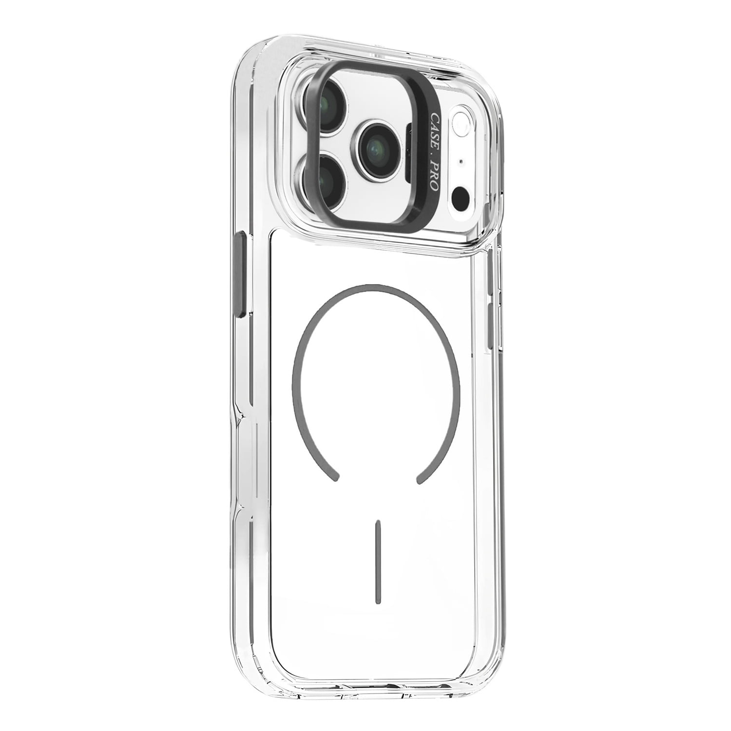 Magnetic Clear Case with Camera Kickstand for iPhone 17 Pro Max - Black