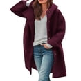 thumbnail image 3 of ZACPNCV Pea Coats For Women Winter Classic Notch Lapel Double Single Breasted Trench Coat Wool Blend Long Sleeve Overcoat, 3 of 7