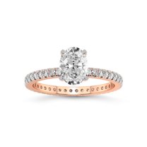 2 Carat IGI Certified Oval Shape Lab Grown Diamond Engagement Ring | 14K Rose Gold | Claire Full Eternity Lab Diamond Ring | FG-VS1-VS2 Quality Friendly Diamonds
