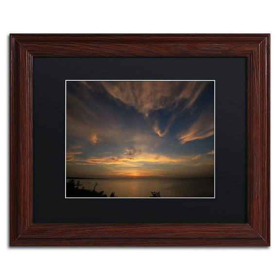 Trademark Fine Art "Another Amazing Sunset on Lake Erie" Canvas Art by Kurt Shaffer Black Matte, Wood Frame