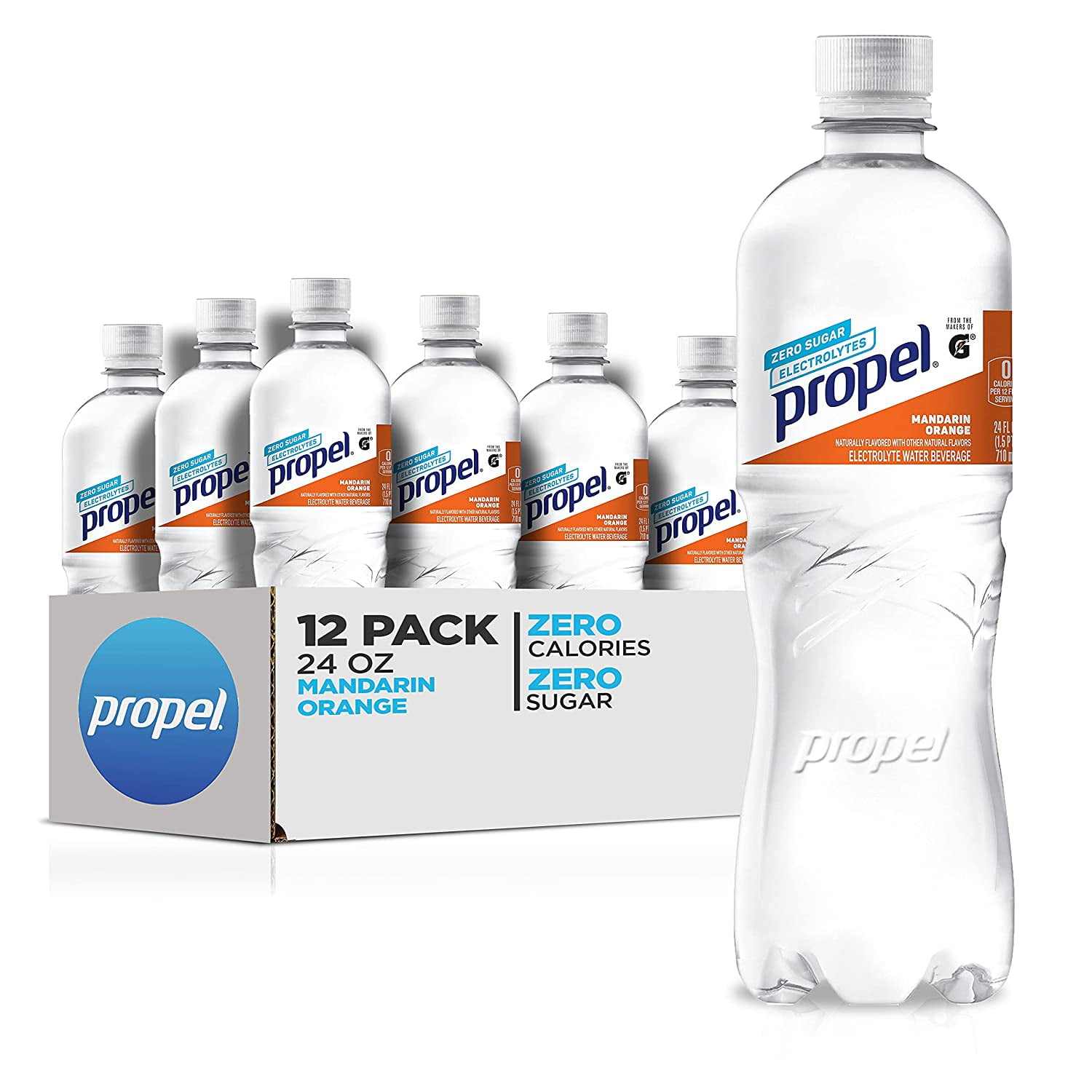 Propel, Mandarin Orange, Zero Calorie Water Beverage with Electrolytes &  Vitamins C&E, 24 Fl Oz (Pack of 12)