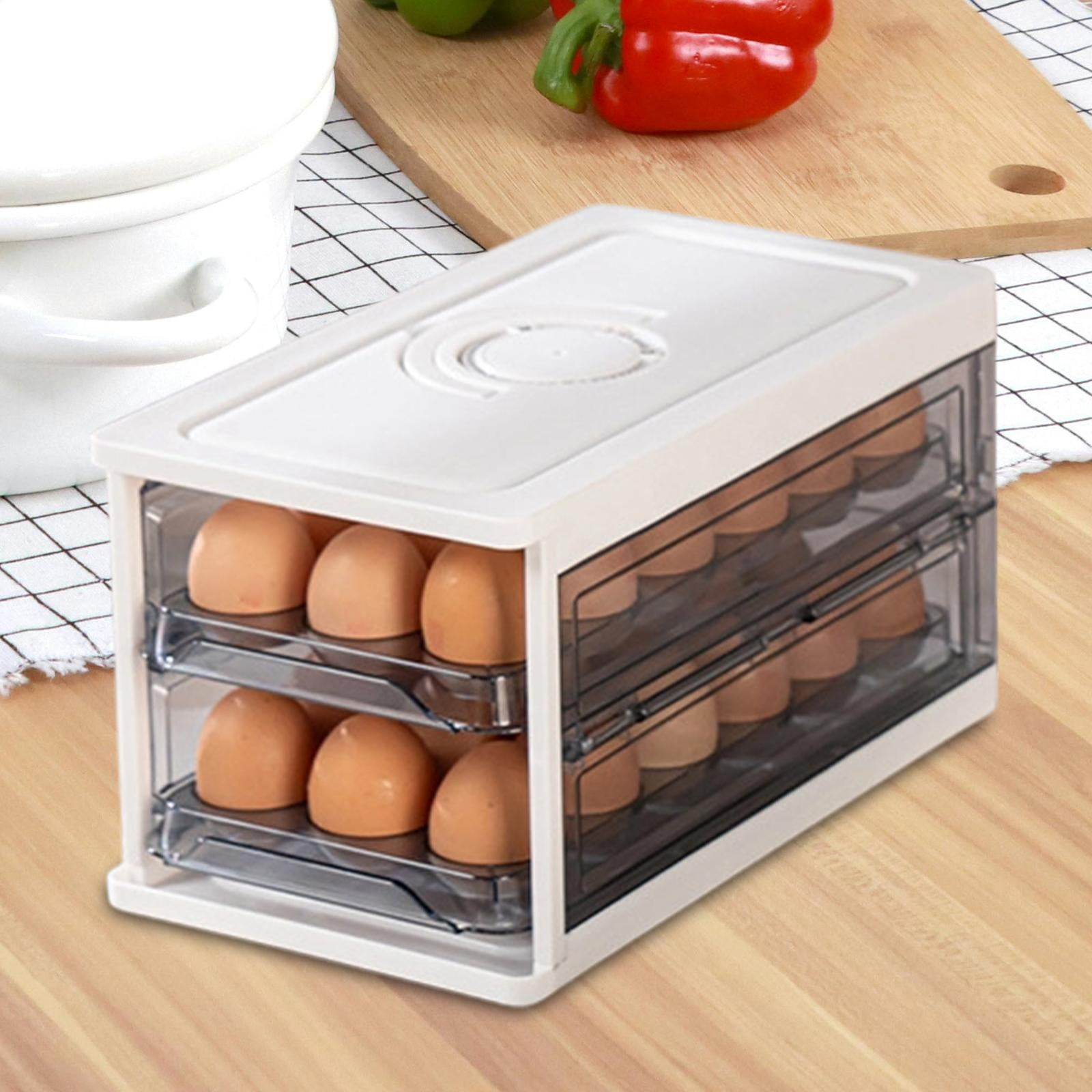 Drawer Type Egg Holder Egg Storage Box Egg Organizer Tray Double Layer Structure for Kitchen Pantry Cabinet