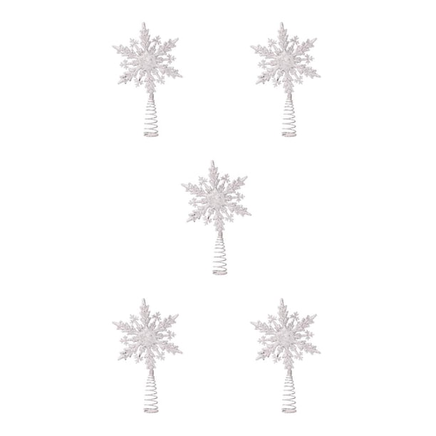 Yuarrent Árbol de Navidad Topper Estrella Vacaciones Brillo Elegante Decoración Adorno de granja personalizado Copo de nieve Plata Type2 NO2
