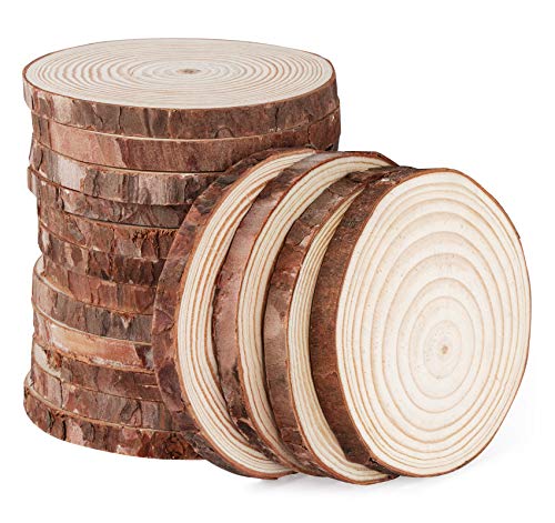 ilauke Natural Wood Slices 16 Pcs 11-12cm Circle Wooden Discs Unfinished Log for
