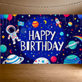 thumbnail image 6 of Astronaut Themed Colorful Happy Birthday Banner Backdrop Background Party Supplies for Birthday Party Decors Photography Props Space Party Decorations, 6 of 7