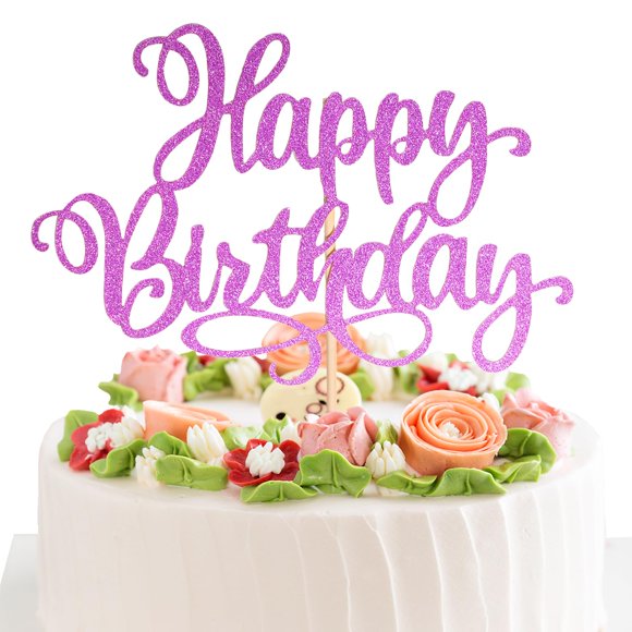 Decoración para tartas EIOAUY con estampado de felicitación de cumpleaños, 23 cm, color rojo brillan