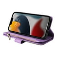 thumbnail image 5 of Allytech Wallet Case for iPhone 15 Plus with Zipper Pocket & 9 Card Slots & Wrist Strap, Fashion PU Leather Kickstand Magnetic Closure Shockproof Non-Slip Case for Women Men - Purple, 5 of 11