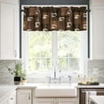 thumbnail image 2 of Vintage Coffee Valance Curtains White Abstract Art Coffee Cups Farmhouse Rustic Brown Rod Pocket Curtain Valance for Kitchen Bedroom Living Room Decor 1 Panel W54xL18 Inch, 2 of 6
