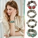 thumbnail image 1 of Pulsera elástica retro geométrica incrustada en turquesa para mujer • Joyería de estilo bohemio • Cadena en tono dorado • Ajuste ajustable • Regalo para ella, 1 of 5