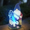 thumbnail image 4 of Naiovety ¡Novedad de 2021! Estatua de enano de jardín, estatua de enano de resina que lleva bola mágica y luz Led Solar, gnomos, figuras de jardín, Iluminación y accesorios Azul, 4 of 6