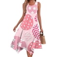 thumbnail image 2 of Minjewel Floral Print Easter Dress with Irregular Hem, Round Neck Sleeveless Midi Dress for Women, Casual Spring Church & Party Wear,Pink M, 2 of 8