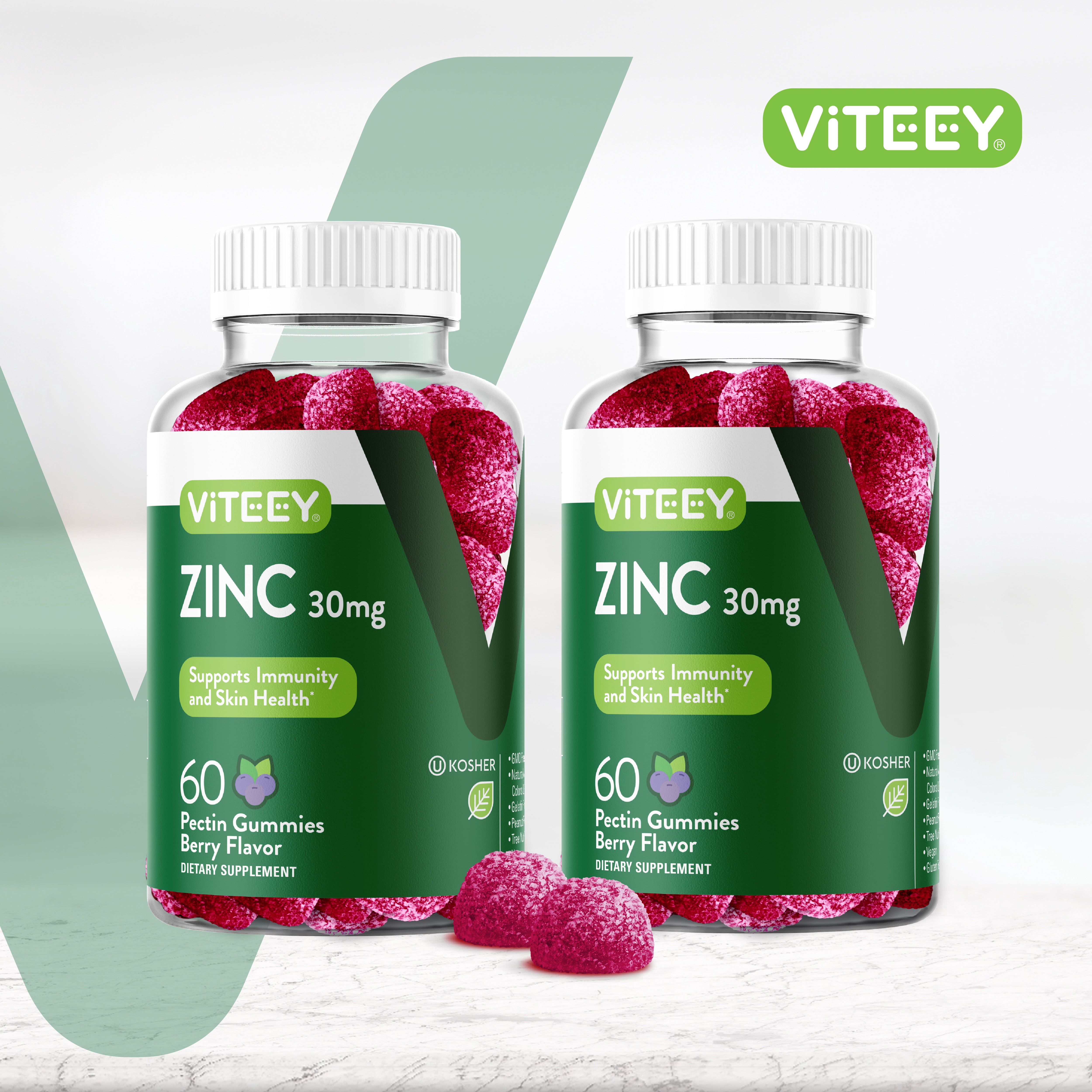 VITEEY Zinc Gummies 30mg, Immune Support Zinc Supplement, Berry Flavor, 120 Ct