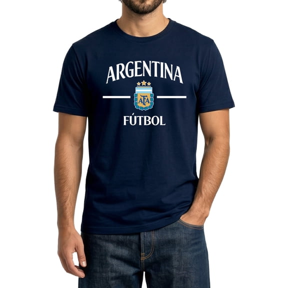 Icon Sports Officially Licensed Argentine Football Association Cotton T-Shirt - Unisex Adult - AFA234CT Navy XL
