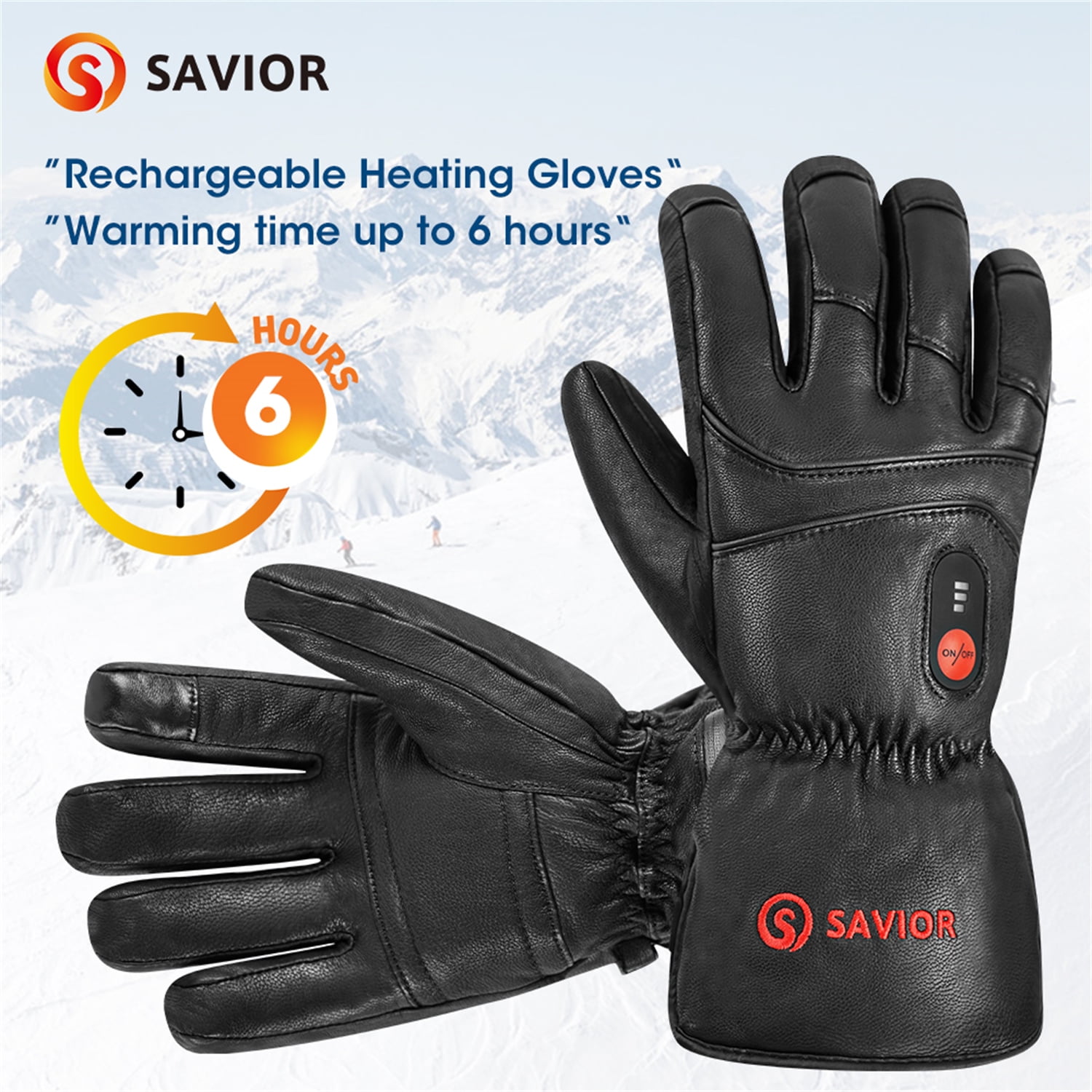 SAVIOR HEAT Heated Gloves Skiing Heated Gloves Warm Gloves Winter Touch Screen Waterproof Cold Weather Gloves for Outdoor Work, Travel, Riding, Skiing, Hunting
