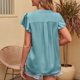 thumbnail image 4 of Top de manga corta con cuello en V de satén,Camisa de satén para mujer Blusa de satén con cuello en V de manga corta Blusa de satén de manga corta Muy versátil, 4 of 6