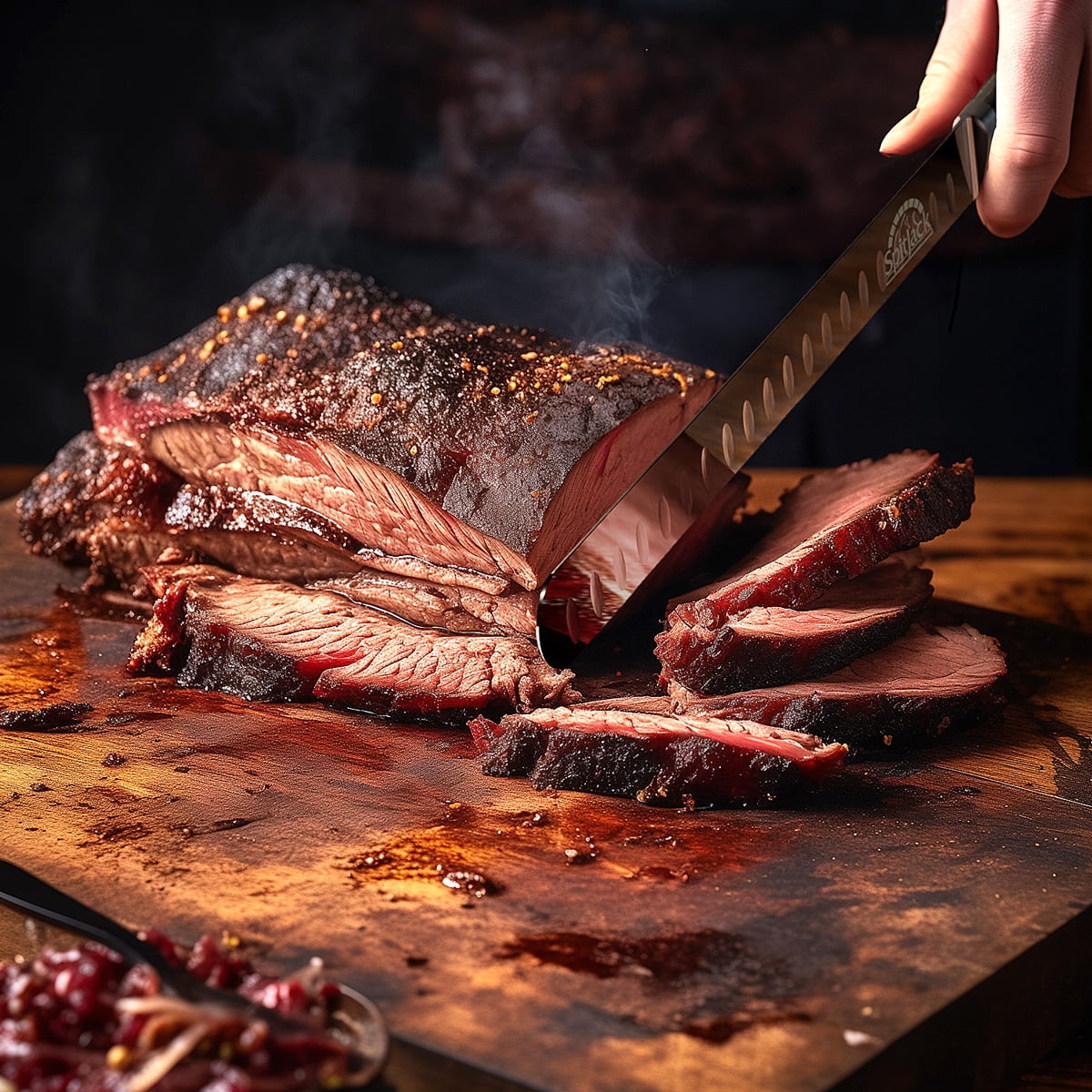 SpitJack Brisket Knife for Meat Carving and Slicing - Stainless Steel, Granton Edge, 11 Inch Blade, BBQ Competition-Chef Series