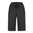 thumbnail image 6 of Summer Yoga Shorts For Women Fashionable Elastic Waist Half Shorts Pants Casual Stretchy Sweat Shorts Denim Hiking Shorts With Pockets - Dark Gray∣4XL, 6 of 6
