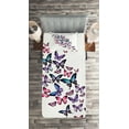 thumbnail image 2 of Ambesonne Butterfly Quilted Coverlet 2 Pcs, Wings Feminine, Twin Size, Blue Purple Pink, 2 of 2