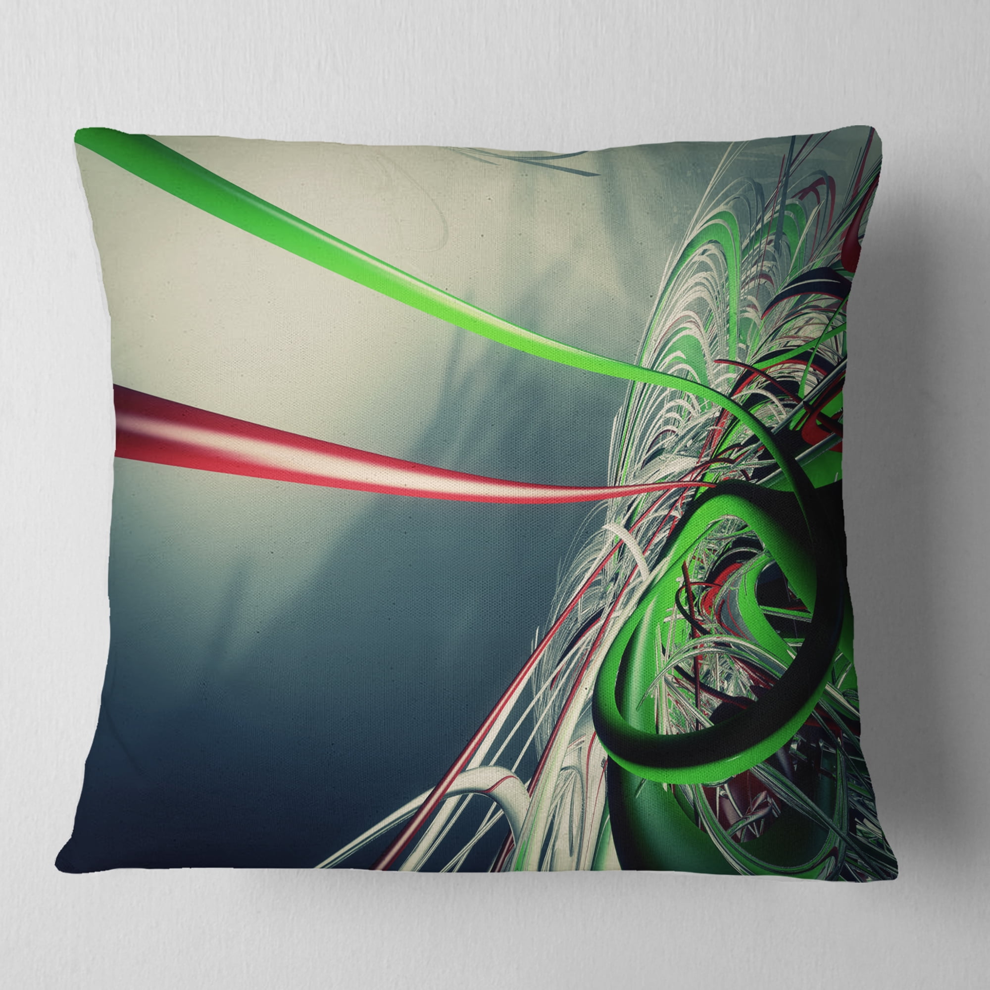Designart Fractal 3D Green Stripes - Contemporary Throw Pillow - 16x16