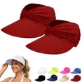 thumbnail image 2 of AirLoni Sports Sun Hats For Women UV Protection Visor Hat Wide Brim Lightweight Foldable Ponytail Cap For Summer 2 Pack, 2 of 5