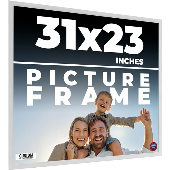 31x23 Frame White Solid Wood Picture Frame Includes UV Acrylic Shatter Guard Front, Acid Free Foam
