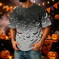 thumbnail image 3 of Halloween Corduroy Shirt for Men Spooky Bat Print Short Sleeve Graphic Tees Halloween Costumes Gray XL, 3 of 4