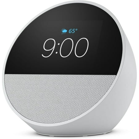Echo Spot (newest model), Great for nightstands, offices and kitchens, Smart alarm clock, Designed for Alexa+, Glacier White