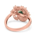 thumbnail image 3 of Natural Green Moss Agate Rose Tone Silver Size-7 Oval Vintage Style Cocktail Ring Floral Cluster Marquise CZ Wedding Engagement Ring 925 Sterling Silver Gifts For Her, 3 of 6