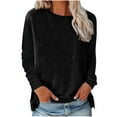 thumbnail image 3 of Pompotops Blouse d'Été Décontractée à Manches Longues pour Femme, Col Rond, Hauts Unis, T-Shirt, Liquidation, 3 of 6