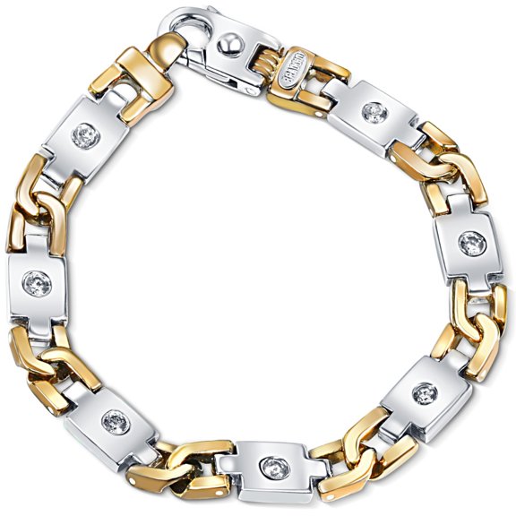 Pompeii Men's 14k White & Yellow Gold 1/3Ct Diamond 8.5mm Bracelet 8.25" Lab Grown