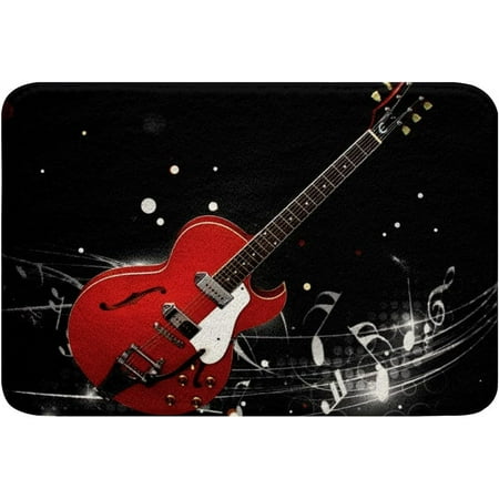 

Electric Guitar Bath Mats Rock Music Bathroom Mats Rugs Music Note Rug Carpets Floor Mat Bathroom Decorationsches for Kitchen Bedroom Door Mat 20x32 Inch