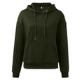 thumbnail image 4 of Tthxqing Womens Waffle Hoodies Causal Long Sleeve Loose Fit Pullovers Fall V Neck Drawstrings Sweatshirt Tops with Pockets Green S, 4 of 5