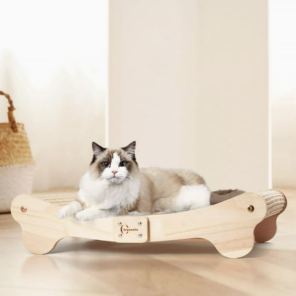Cama Rascador para Gatos Oroonoko 2 en 1 con Poste de Sisal y Hamaca