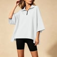 thumbnail image 5 of Guluxicc Women's Quarter Zip Sweatshirts Stand Collar 3/4 Sleeve Casual Loose Pullover Sweatshirts for Everyday Spring Fall Tops, 5 of 7