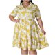 thumbnail image 2 of Puntoco Vestido De Manga Corta Con Cuello En V, Vestido Bohemio Informal De Talla Grande Con Cuello En V, Vestido Bohemio De Manga Corta Sólido Y Estampado, Amarillo Xxxl, 2 of 7