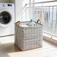 thumbnail image 4 of AKLJWH Foldable Storage Basket with Handles, Portable Linen Organizer Bin, Multipurpose Tote for Clothes, Towels, Laundry, Space Saving Supplies for Bedroom, Bathroom,#02 Gray, 4 of 6