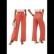 thumbnail image 3 of Pantalones de Salón Anchos para Mujer con Bolsillos, Cintura Alta, Ajustables, con Nudo y Holgados. Naranja M, 3 of 7