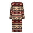 thumbnail image 4 of Yuyamidu Aztec Ethnic Horse Zipper Front Robes Lightweight Long Sleeve Bathrobe for Women Soft Round Neck Nightgowns Robe Loose Pajama Dress Mid-Length Sleepwear Size L, 4 of 7