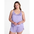 thumbnail image 2 of Joyspun Women’s Stretch Satin Cami and Shorts Pajama Set, 2-Piece, Sizes XS-3X, 2 of 6