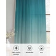 thumbnail image 6 of Teal Blue Ombre Sheer Curtains 45 Inch Length 2 Panels Set for Living Room/Bedroom, Contemporary Gradient Abstract Art Kitchen Curtains Grommet Semi-Sheer Curtains Drapes Window Treatments 42"x45"x2, 6 of 7