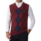 thumbnail image 1 of CHALCOS CHIC Chalecos de Hombre de Punto Argyle Ajustados Sin Mangas Color Contrast Pullover Chaleco L Burdeos Azul, 1 of 7