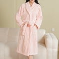 thumbnail image 2 of Kilaqueen Womens Long Hooded Plush Robe Soft Thick Warm Fleece Bathrobe Full Length House Coat with Shawl Collar Soft Warm Oversized Womens Robe, 2 of 7